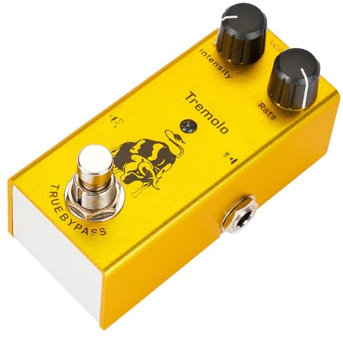 HAKIDZEL Pedale Tremolo Circuito a Valvola Fotoelettrico Design Unico in Lega Gialla True Bypass per Minimizzare la Perdita di Tono per Chitarra