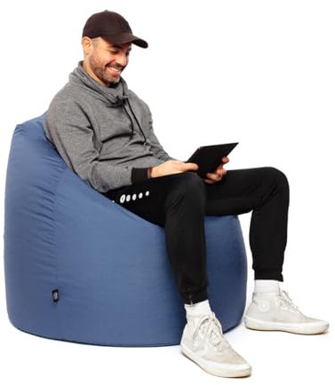 PATCH HOME Patchhome XXL Sitzsack Tropfenform – Blaugrau – Indoor & Outdoor Beanbag mit Styroporfüllung - Bereits Befüllt - Kinder & Erwachsene - 30 Farben & 3 Größen