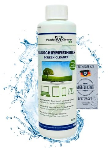 PandaCleaner Bildschirm Putzmittel 250ml LED Reiniger zum nachhaltigen TV Bildschirm reinigen & Display Politur - Mobile Screen Cleaner (250ml Nachfüllflasche)