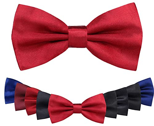 EHIOG Papillon Regolabile da Uomo e Bambini, Papillon rosso per matrimonio,Classico Formale Pre-Legato