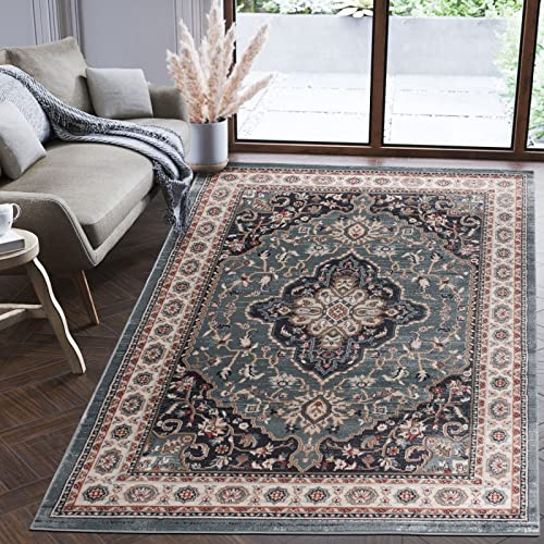 Mazovia Tappeto Corridoio 60x100cm Blu Classico Tradizionale Morbido | Tappeto per Ingresso Cucina Ufficio Soggiorno Camera da Letto Facile da Pulire Resistente Ai Detergenti Pelo Medio Sintetico