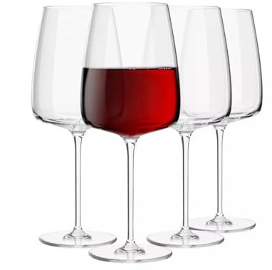 Krosno Rotweingläser | 4er Set, 750 ML, Nutzvolumen 600 ML | Moderne Kollektion | Trinkgläser Hochzeitsgeschenk | Perfekt für Zuhause, Restaurants und Küchen-Set | Spülmaschinenfest