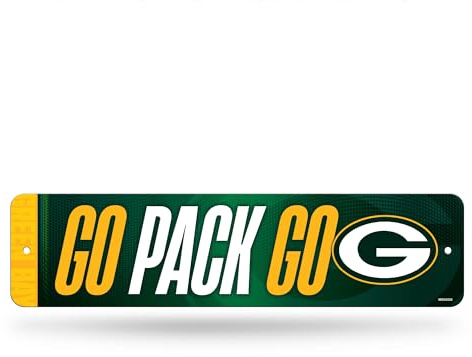 Rico Industries NFL Football Green Bay Packers Metallschild 10,2 x 38,1 cm, Wanddeko für Zuhause, Schlafzimmer, Büro oder Hobbyraum