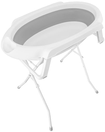 ALMAR Baby Bañera plegable para bebe hasta 36 meses con patas altas con tapón y antideslizante bañera portátil