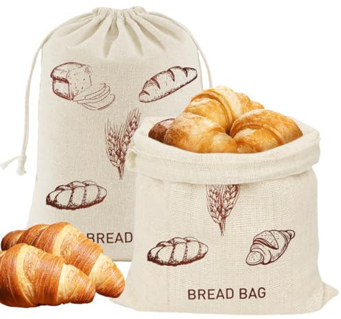 Bolsa de Pan de Lino,Bolsa para Pan Mantener Fresco,Bolsa de Lona para Pan,Bolsa para Pan de Frutos Secos, Bolsa de Pan de Cáñamo, Almacenamiento Combinado de Frutas, Verduras, Granos de Café