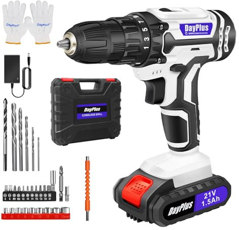 Perceuse Visseuse Sans Fil, Visseuse Devisseuse Sans Fil avec1500mh Batteries, 45Nm, 25+1 Réglages de Couple, 2 Vitesses, 29 Accessoires, LED Light,pour la réparation de la maison, le bricolage