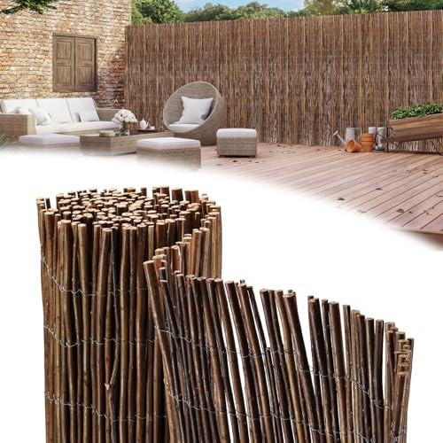 Peviasot Tapis en osier 150 x 300 cm, Ø 6-13 mm, brise-vue naturel pour jardin, balcon et terrasse, protection contre le vent et le soleil, clôture de balcon, montage flexible, marron