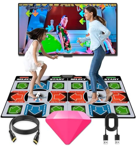 Damcoola TV Dance Mat Games - Wireless Music Electronic Dance Mat Fun Dance Fitness Games for Kids, Christmas and Boys and Girls Birthday Gift Ideas, Silver Gray