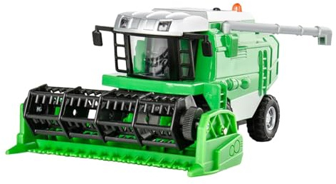 Alloy Combine Harvester Toy Tractor Small Farm Vehicle Simulation Pretend Play for Kids Boys Girls Children Birthday Gift- Green