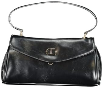 TWINSET Borsa Donna Top Handle in Pelle Verniciata, Contemporaneo, con Tracolla Regolabile, 36x15x17 cm, Nero