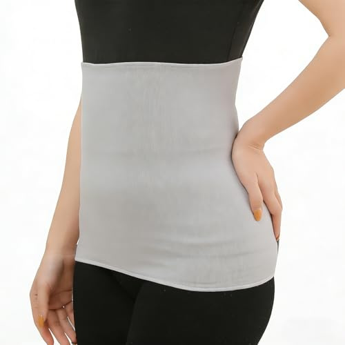 KIRVOS Calentador de riñón elástico gris claro para hombre y mujer, para cadera y abdomen, protección lumbar para riñones, ideal para invierno, exterior y períodos de frío