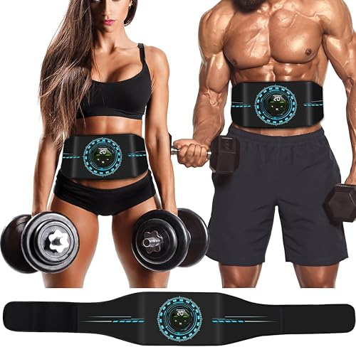SOYOKO ABS Trainer Muscle Stimulator, EMS Muscle Stimulator, Electric Abdominal Muscle Toner, 10 Modes & 20 Intensities for Abdominal,Waist - Rechargeable Abdominal Training