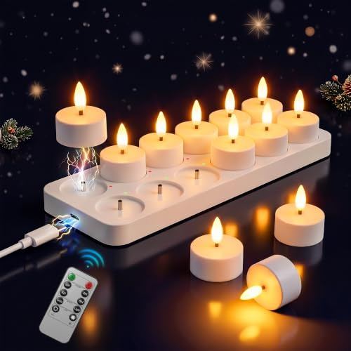 Dehobo Velas de Té LED Recargables más de 50~110 Horas 12 Pz