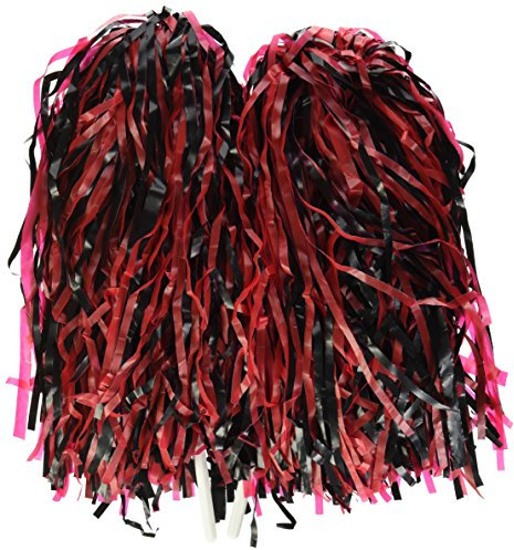 Beistle Black and Red Poly Shakers, 2-Count, Cheerleading Pom-Poms for Sports Events, Football Game Days, Pep Rallies, School Spirit, and Team Pride Celebrations, 12” x 11”