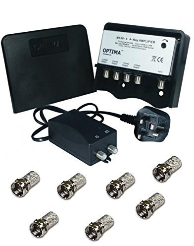 Vision Optima 4 Way TV Aerial Masthead Amplifier - Black ma20-4