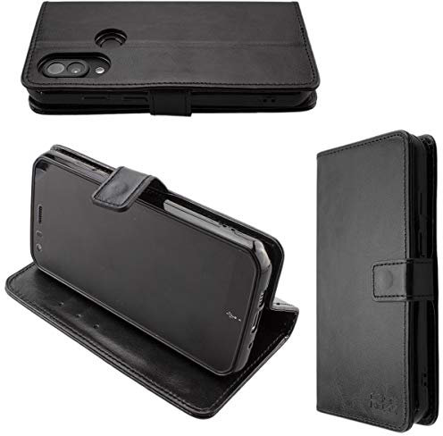 caseroxx Bookstyle Handytasche für Cat S62 / S62 Pro in schwarz – Klapphülle aus Kunstleder mit Kreditkartenfächern, Magnetverschluss, Standfunktion & Rundumschutz für Display und Gehäuse
