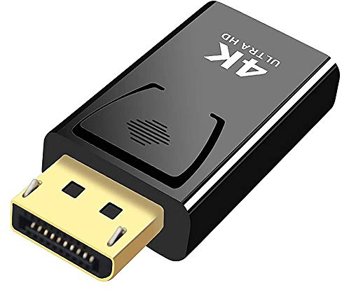 VMOJO 4K DisplayPort-kontakt till HDMI-uttagsadapter | DP till HDMI-omvandlare guldpläterad | kompatibel med dator/stationär dator/labtop/PC/bildskärm/HDTV – svart