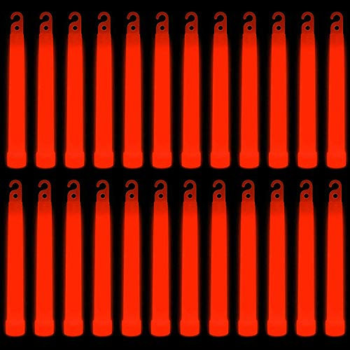 Trimming Shop Schlüsselband, 15,2 cm, für Silvester, Abschlussfeier, Camping, Premium-Lanyard, ultrahell, leuchtet im Dunkeln, Rod, 25 Stück, Rot