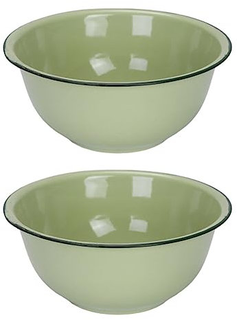 Luxshiny 2 Stücke Emaille Schüssel Schale Vintage Suppenschale Gemüse Obst Reis Waschschüssel Metall Salatschüssel Rührschüssel Chinesische Nudelschale Suppenschüssel Obstschale für Küche Suppe Nudel