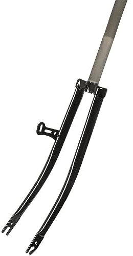 P4B | Retro Fahrradgabel für 28 Zoll in Schwarz | 1 Gabelschaft Außendurchmesser | 240 mm Schaftlänge | 130 mm Gewindelänge | Mit Dynamohalter rechts