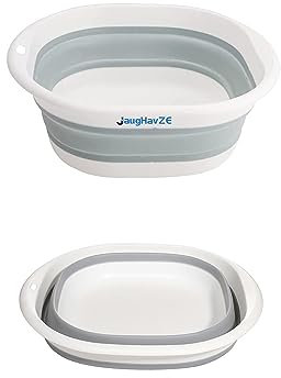Collapsible Washing Up Bowl, Portable Foldable Basin for Kitchen, Camp, Travel, Square WashBasin in Gray, 6L