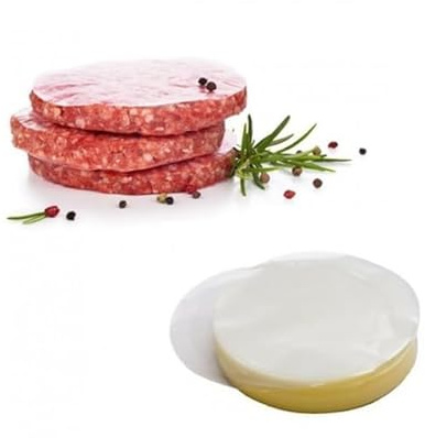 Carta in cellulofan per HAMBURGHESS - 500 fogli | Carta antiaderente, ceratura per alimenti |carta cera, carta da forno, separatore per salumi (rotondo 15 cm)