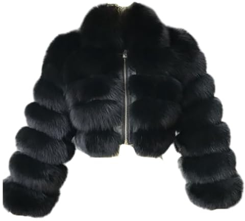 PengGengA Cappotto di Pelliccia Sintetica da Donna Giacche Calde Invernali Giacca Corta a Manica Lunga Outwear Shaggy - Nero, L