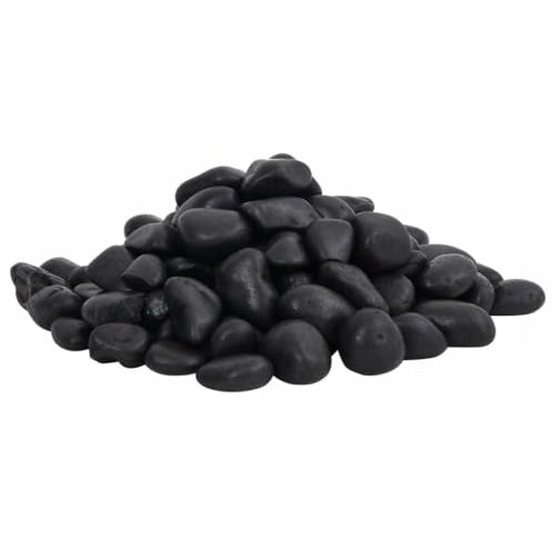 vidaXL Polerad småsten 10 kg svart 2-5 cm, småsten, dekorationsstenar, stenar för landskapsarkitektur, småstenar, trädgårdsstenar