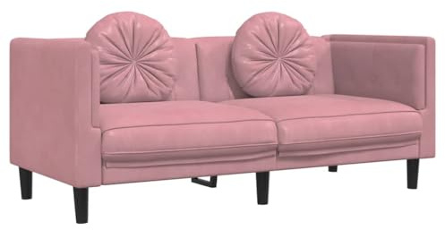 vidaXL Sofá con Cojines 2 Plazas, Silla Tapizada con Respaldo Reposabrazos, Sillón de Televisión, Asiento para Salón, Terciopelo Rosa