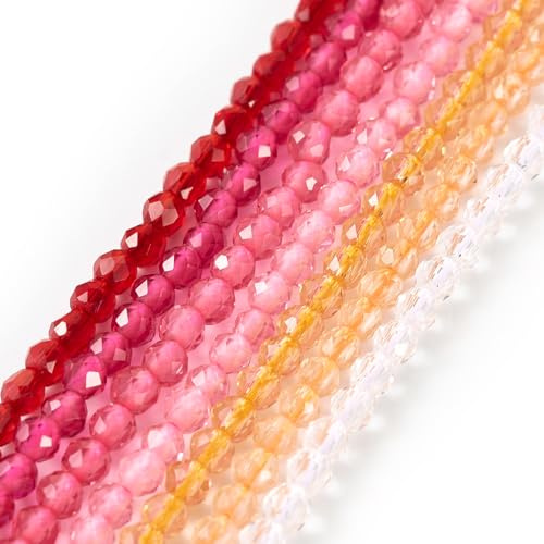 Bestewelry Lot de 7 hilos de perlas facetadas redondas de vidrio transparente de 2 mm para manualidades, pulseras, joyería