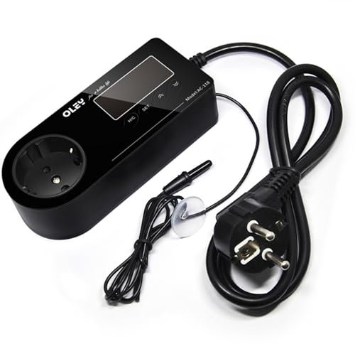 Editbar Thermostat, Temperaturregler mit digitaler Anzeige und Temperaturkontrolle,Temperature Controller valve Einstellbarer Temperaturbereich 16-40℃, EU-Stecker, Geeignet für Reptilien- und Aquarien