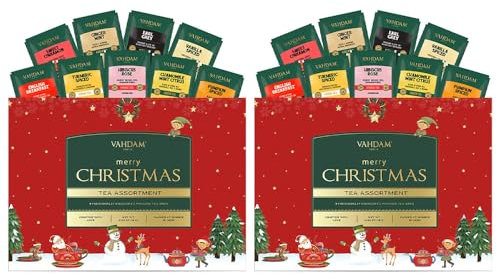 VAHDAM, Merry Christmas Tea Gift Sets (9 Assorted Tea Bags) Limited Edition - Gluten Free, Non GMO | Christmas Gifts 2025 Ideas | Christmas Gifts For Women, Men & Adults I Holiday Tea Gift Box