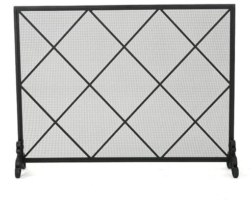 Grille pare-étincelles pour fournaise Écran de cheminée simple face Écran de cheminée en fer maillé vintage Couverture de cheminée Outils de cheminée Villa Entourage de cheminée Noir Pare-étincelles a
