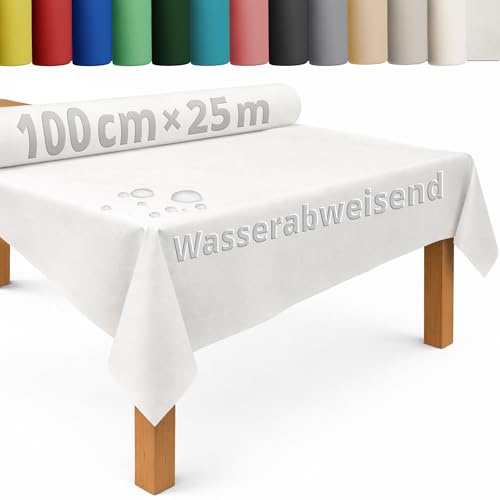 DecoHomeTextil Tischdecke Vliesstoff Rolle 1 x 25 m Weiß