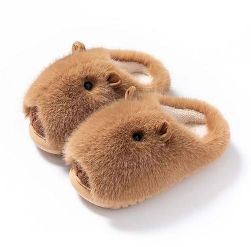 XSCQ Capybara - Pantofole in peluche 3D, pantofole calde invernali per donne e uomini, scarpe da casa con disegni di animali pelosi, 37.5 EU