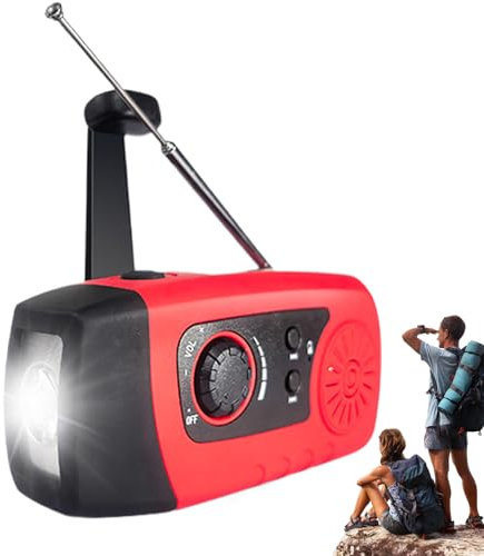 Radio À Manivelle - Radio Solaire Et À Manivelle avec Batterie Rechargeable 2000mAh - Chargeur de Téléphone Portable, Lampe Torche Multifonction pour Randonnée Camping et Survie