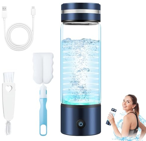 Aischens Vätevattenflaska,420ml Återuppladdningsbar Väterik Vatten Generator med SPE PEM Teknik, Bärbar Väterik Vattenmugg för Hemma, Kontor, Resor, Fitness & Dryck