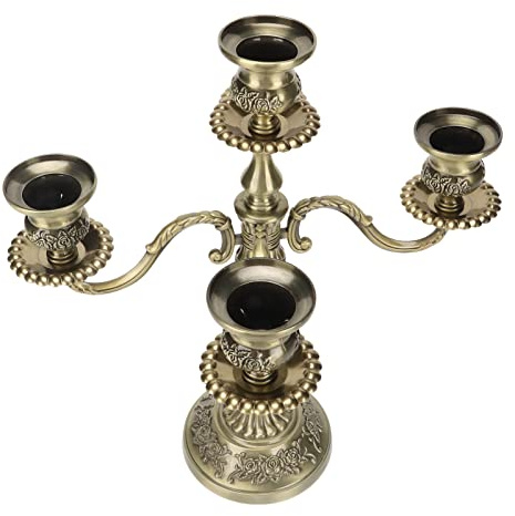 Bonbela 5 Bras Candélabra Grand Bougeoir Vintage Alliage de Zinc à la Rouille avec Conception Résistante aux Rayures pour Les Mariages Dîners Romantiques