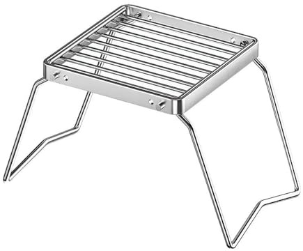Folding Camping Grill, Stainless Steel Campfire Grill, Disposable BBQ Stand for Picnicking, Camping, and Hiking, 16x16cm