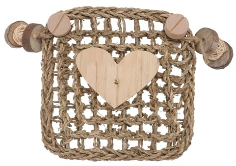 Gadpiparty Tapete de Césped para Jaula de Mascotas Pequeño Tejido Natural Color Beige Forma de Corazón Alfombra para Roedores como Conejos Cobayas y Chinchillas Accesorio para Masticar