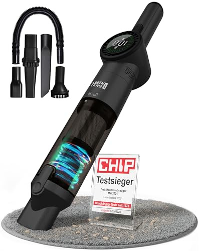 LEBENLANG Handstaubsauger Akku TESTSIEGER - Dual-Filter & Li-Ion I Inkl. Ladestation I 17000PA Handstaubsauger Auto Staubsauger stark Handsauger Akku Car Autostaubsauger Beutellos Akkusauger kabellos