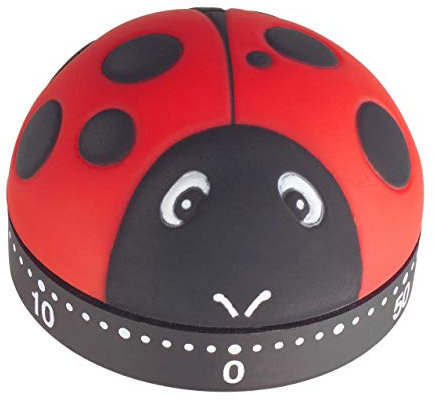 TFA Dostmann Analogue Kitchen Timer Ladybird Egg Timer 38.1025 up to 60 Minutes Red/Black