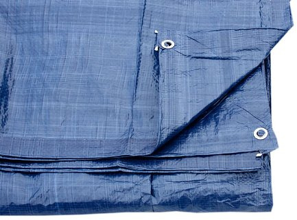 BLUE TARPAULIN COVER GROUND SHEET WITH EYELETS 9M X 14M 80 GSM