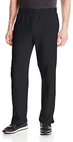 Fruit of the Loom Men's Fleece Pocketed Open-Bottom Sweatpant, Black, Large