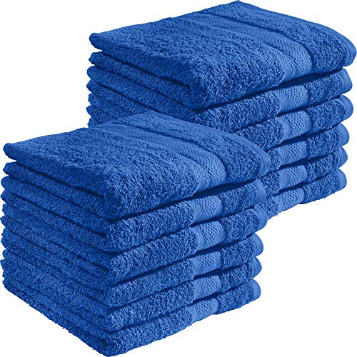 REDBEST Handtuchset, Frottierset 12er-Pack Chicago Royalblau Größe 50x80 cm - saugstark, strapazierfähig, ideal für Reisen, Sport (weitere Farben)