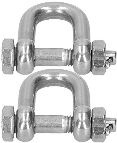 Fafeicy 2Pcs M10 D Ring Anchor Shackle, 304 Stainless Steel, 500kg Safe Load, Industrial Hardware for Lifting, Marine, Construction