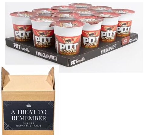 Pot Noodle Beef & Tomato - Case of 12 x 90g Pots | Irresistibly Delicious, Tasty, and Yummy Authentic Chinese Flavors | Quick and Convenient Asian Fusion Delight for Instant Satisfaction
