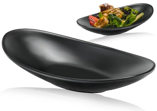 Lhbwhiz Cuenco Negro, Bandeja Ovalada para Joyas, Llaves, Relojes, Pulseras, Monedas, Baño, Cosméticos, Plato de Almacenamiento, Frutero, Plato Llando, Cuenco Decorativo (21,1 x 11 x 4,3 cm)