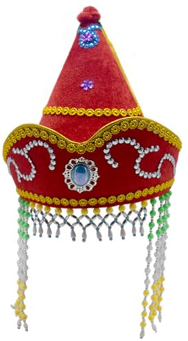 Mabta Chapeau de costume de danse traditionnelle de Mongolie pour les réunions de famille, cosplay, chapeau mongol pour spectacles de scène