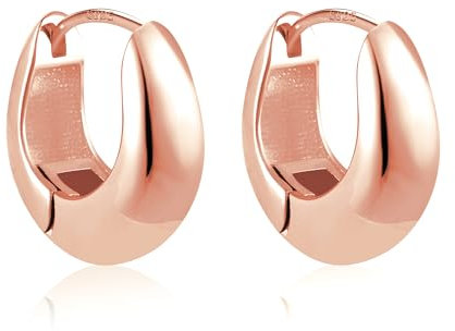 ASH'S CHOICE Roségold Creolen Kleine Damen - Silber 925 Ohrringe Klobig Dick Leicht Breit Oval Knorpel Huggie Kreolen Chunky
